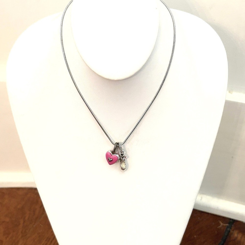 Brighton Charm Necklace With Charms 16-18" Ballet Shoe Dance Pink Candy Heart